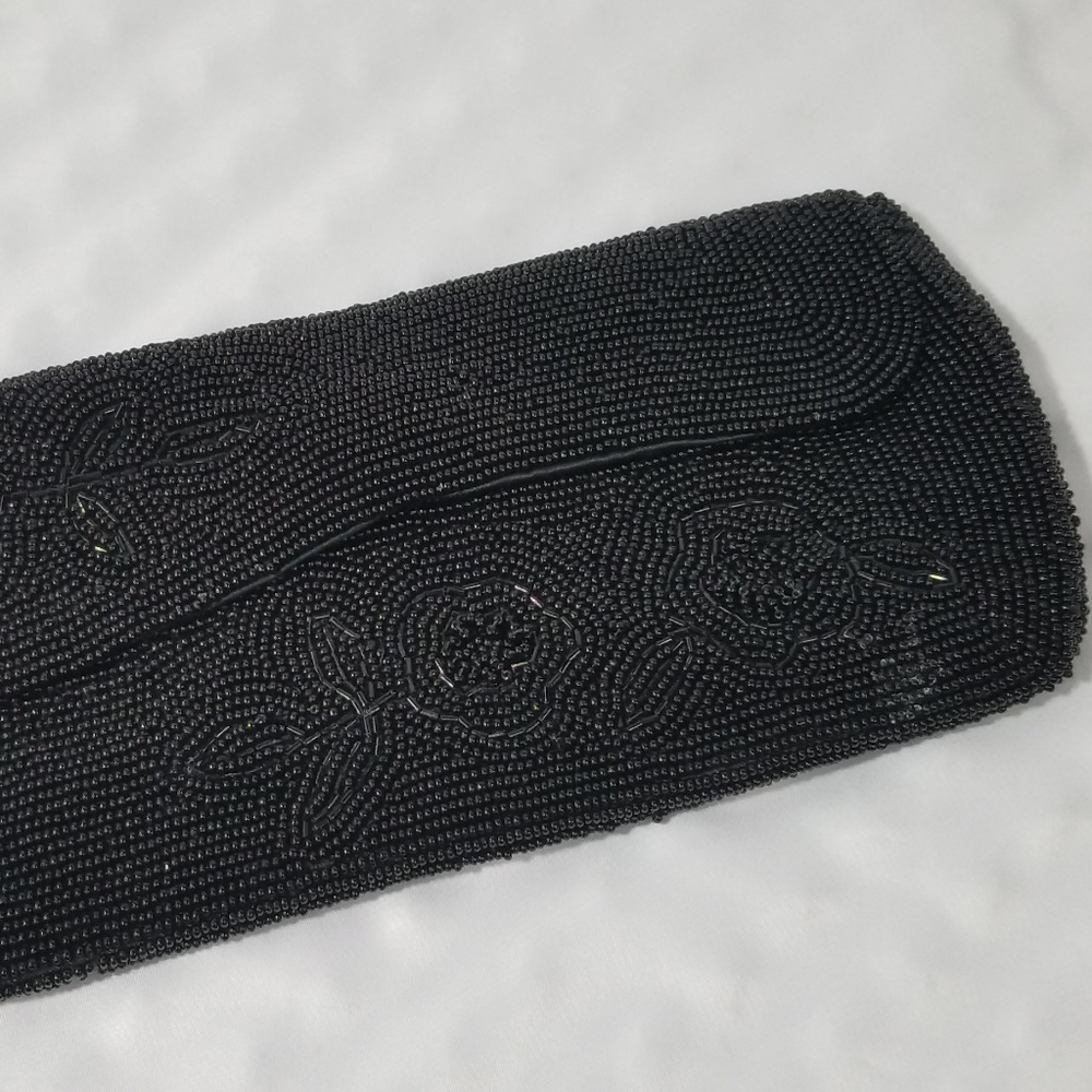 Black Vintage Handmade In Japan Beaded Clutch